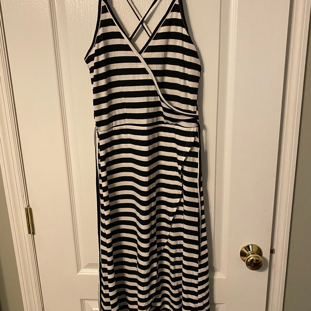 Black and white striped tank top dress